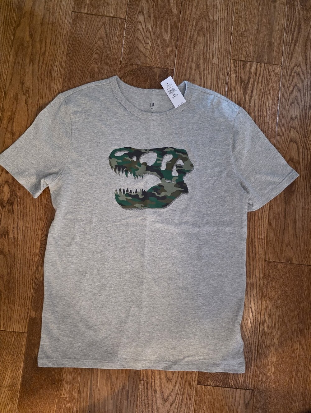 New Boys Gap Dinosaur Gray Camo Tee Size 14-16